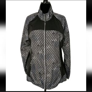 Champion Women's Windbreaker Geometric Gray Black Size XXL Running Lightweight